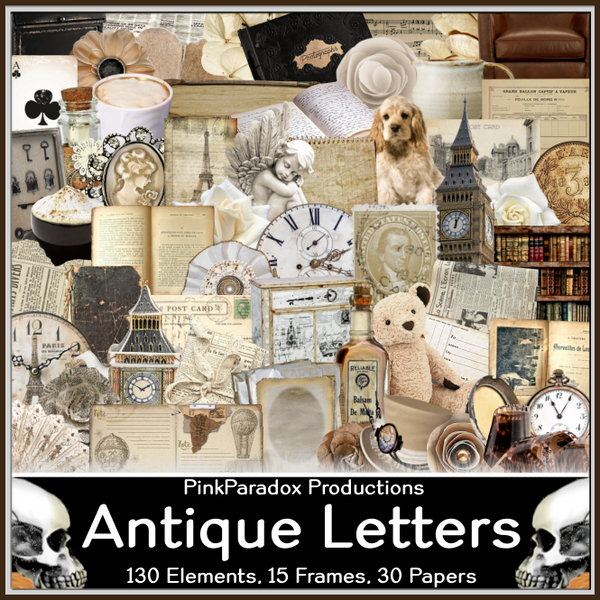 Pink Paradox Antique Letters Scrap Kit